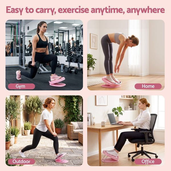 Everfit Slant Board, Balance Board, 14-Level Adjustable Incline Calf Stretcher for Stretching, Squats and Home Fitness Pink Awezingly