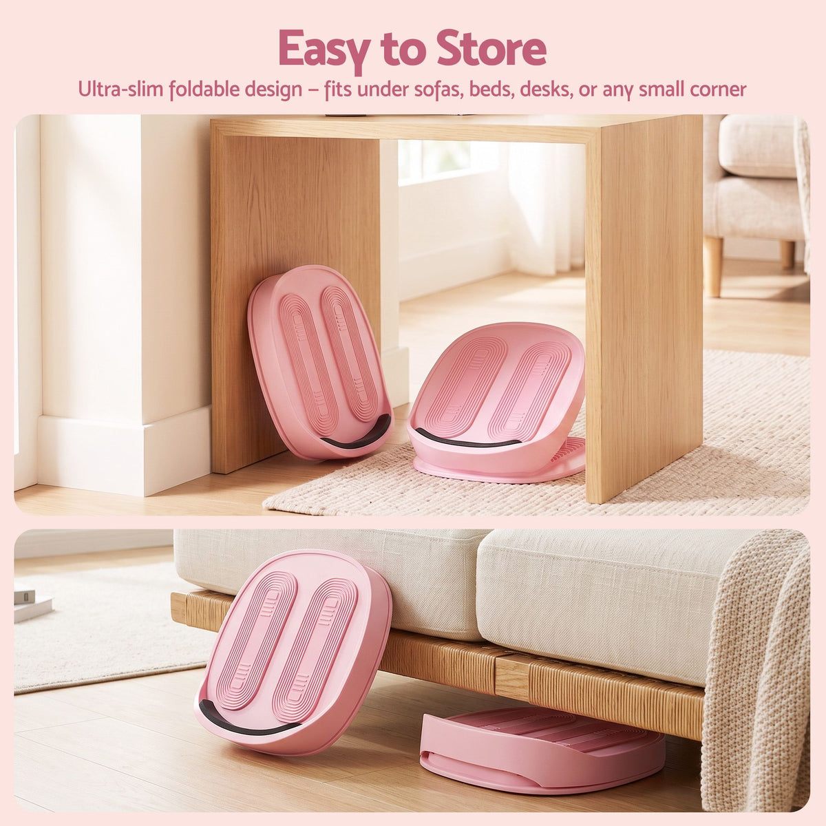 Everfit Slant Board, Balance Board, 14-Level Adjustable Incline Calf Stretcher for Stretching, Squats and Home Fitness Pink Awezingly