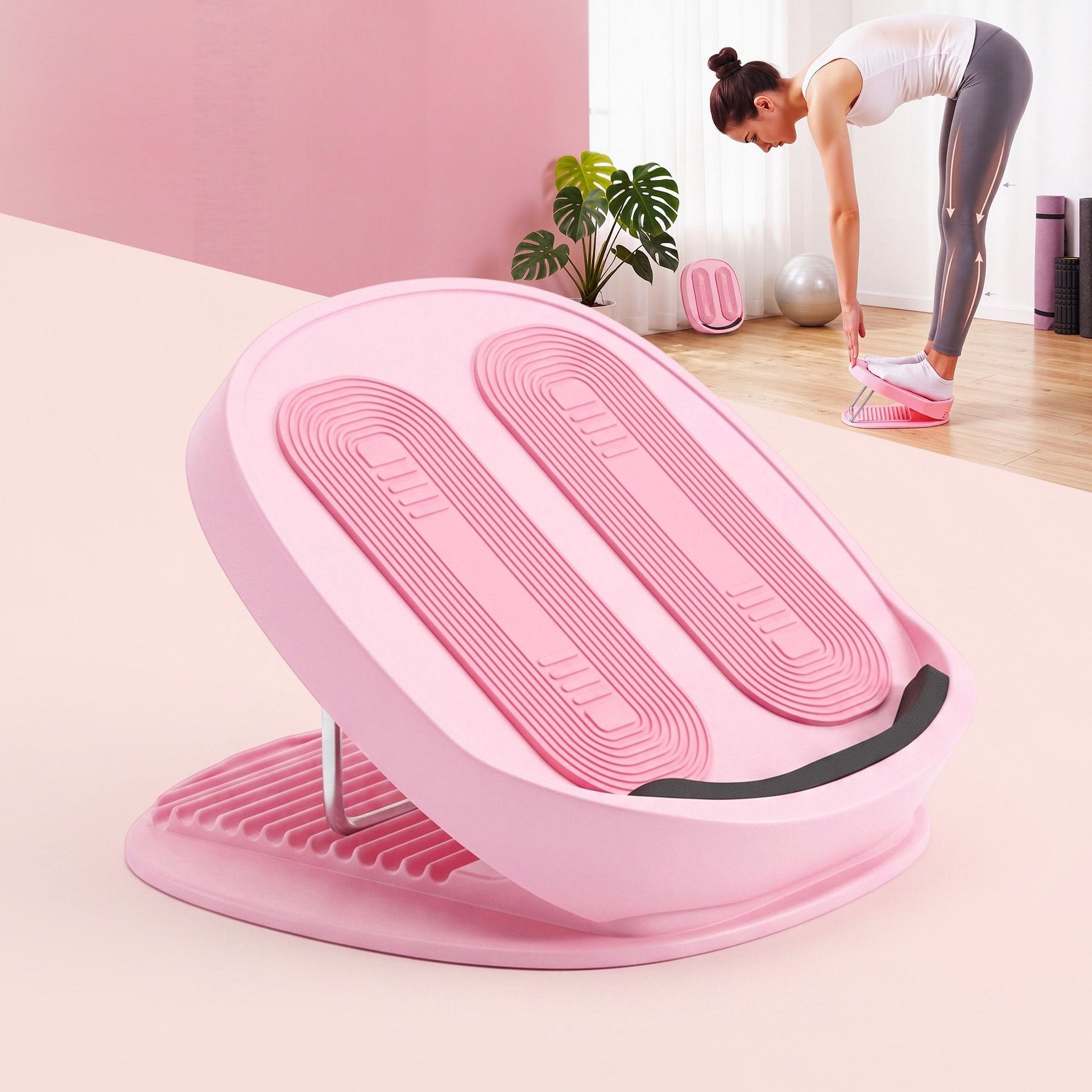Everfit Slant Board, Balance Board, 14-Level Adjustable Incline Calf Stretcher for Stretching, Squats and Home Fitness Pink Awezingly