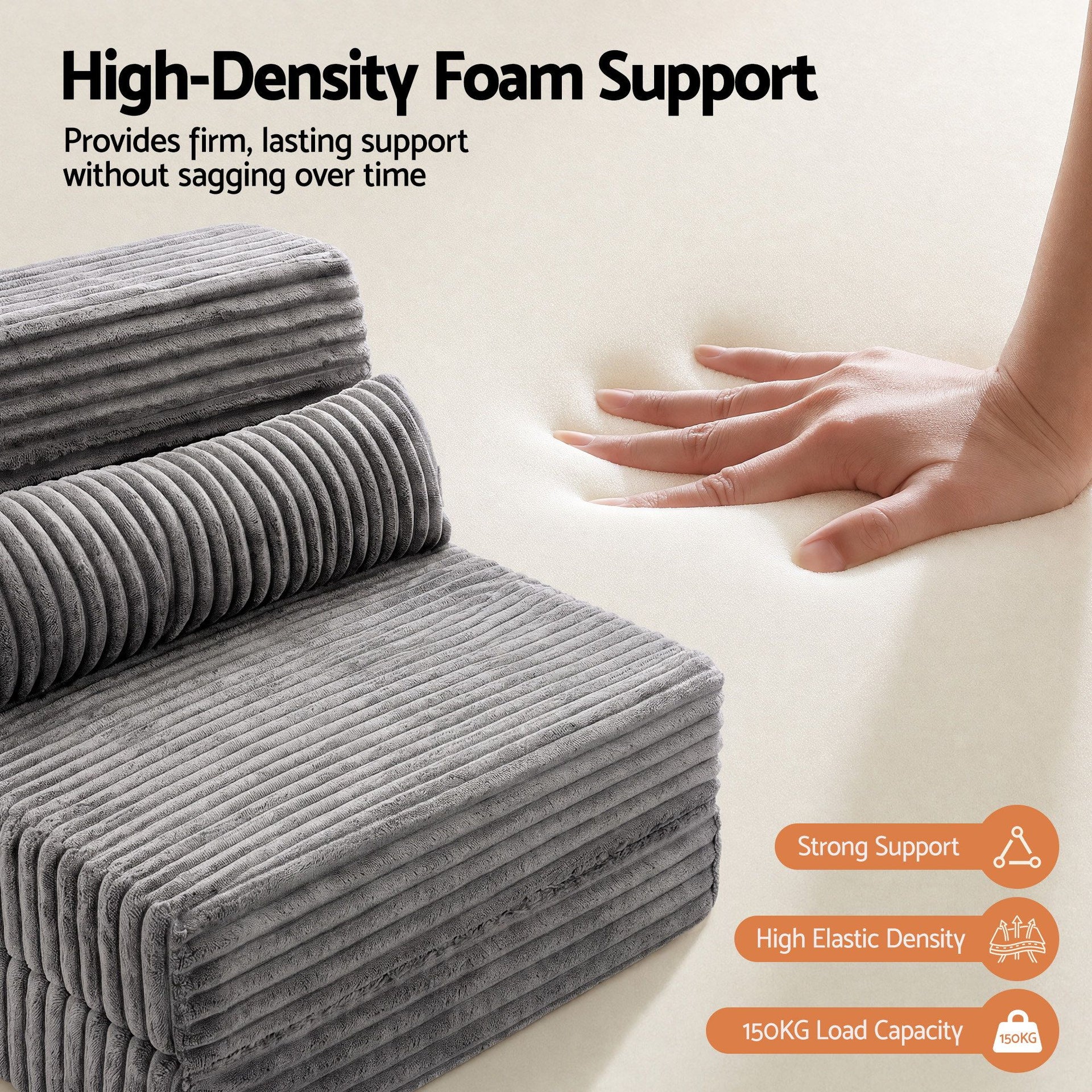 Artiss 3-in-1 Folding Sofa Bed Armless Lounger Chair with Side Pocket and Pillow Awezingly