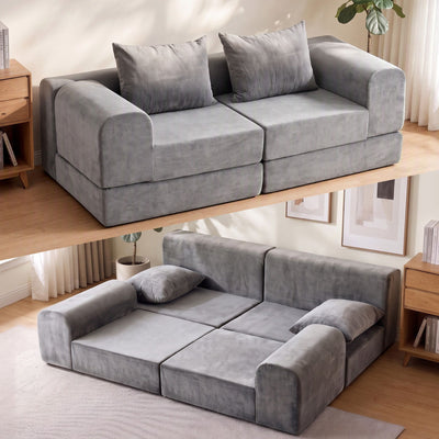 Artiss 5-in-1 Convertible Sofa Bed Floor Mattress Modular Boneless Curved Couch