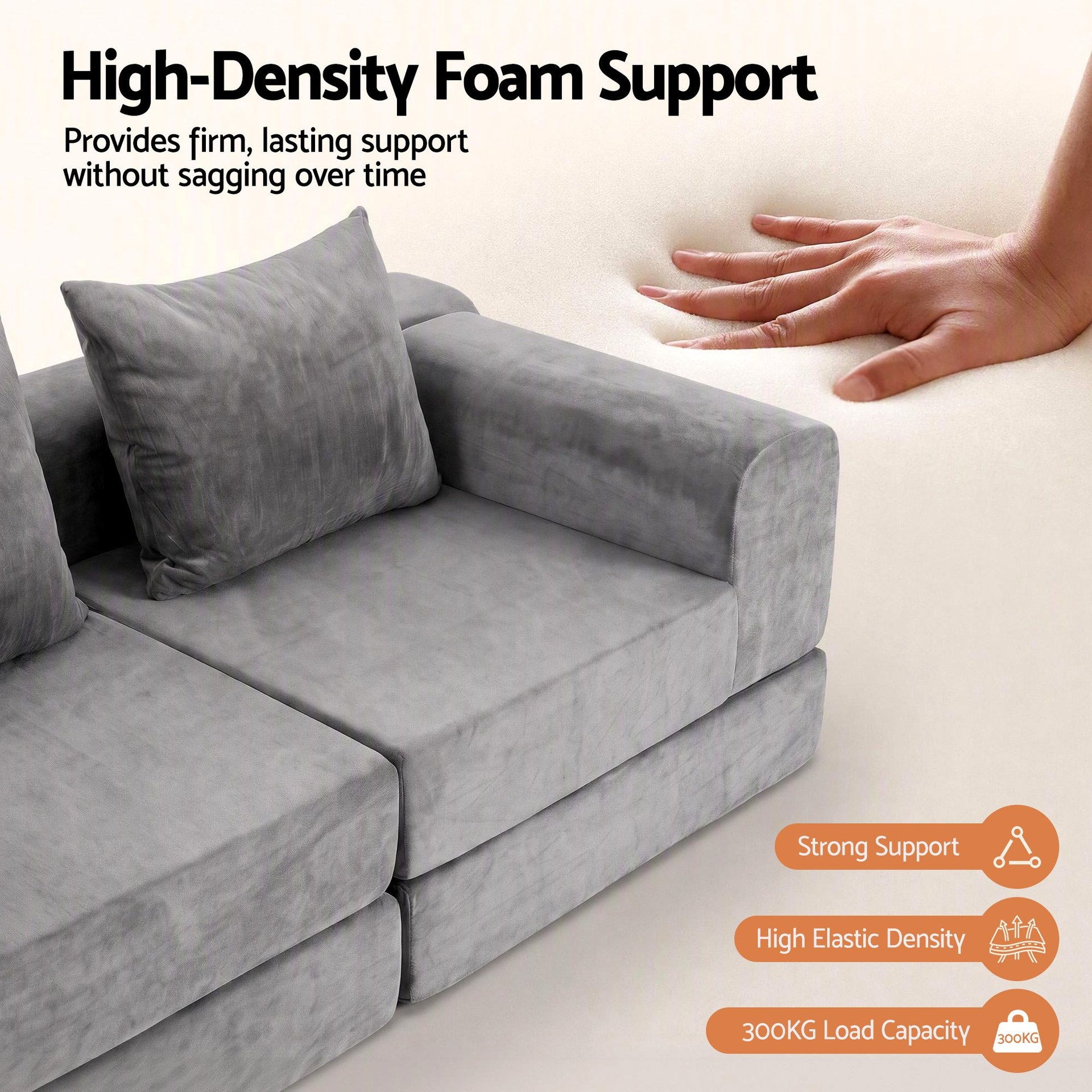Artiss 5-in-1 Convertible Sofa Bed Floor Mattress Modular Boneless Curved Couch Awezingly