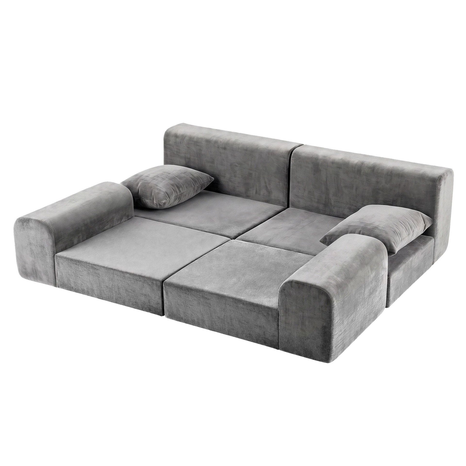 Artiss 5-in-1 Convertible Sofa Bed Floor Mattress Modular Boneless Curved Couch Awezingly