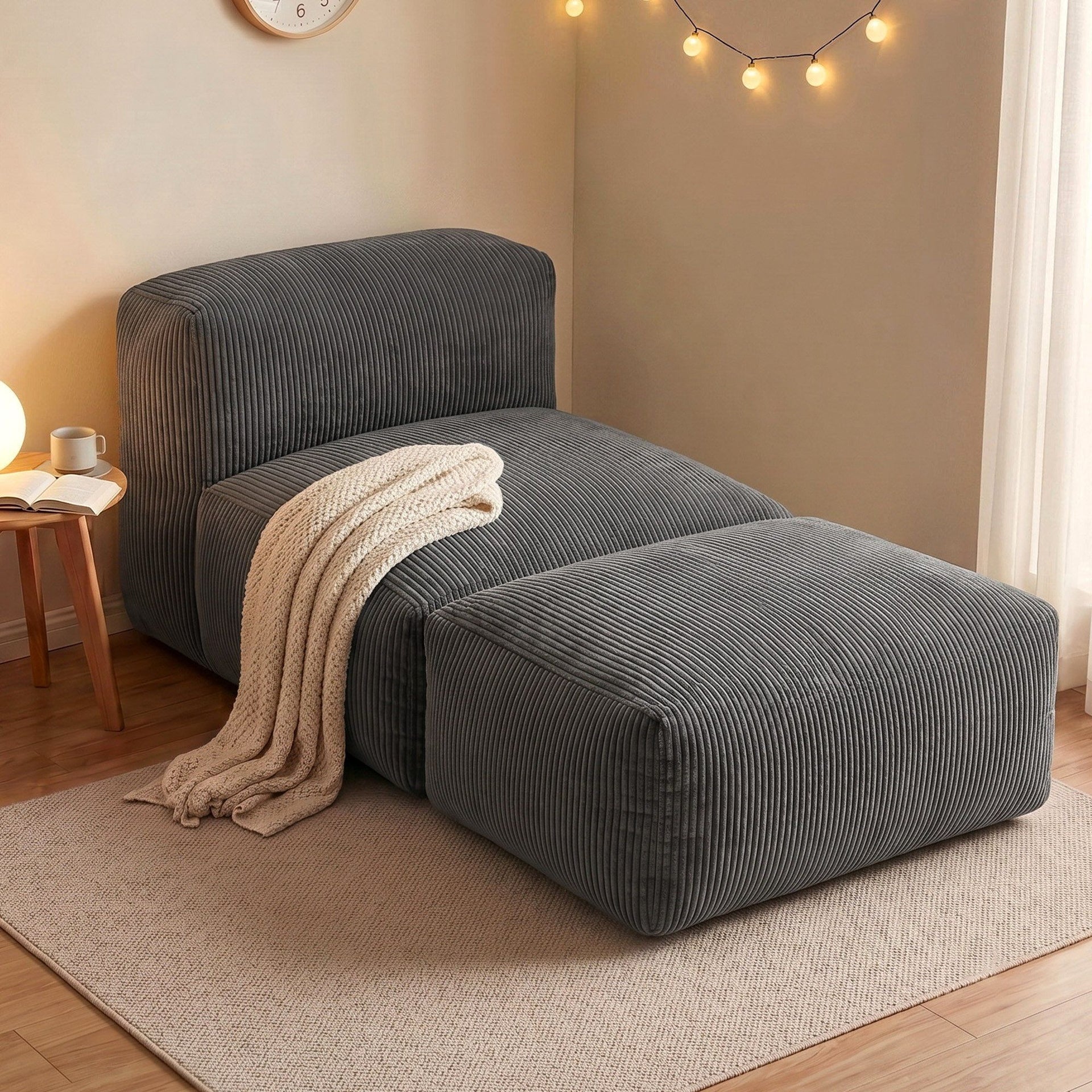 Artiss Foldable Bean Bag Sofa Bed Cloud Couch Boneless Floor Lounger Chair Grey Artiss