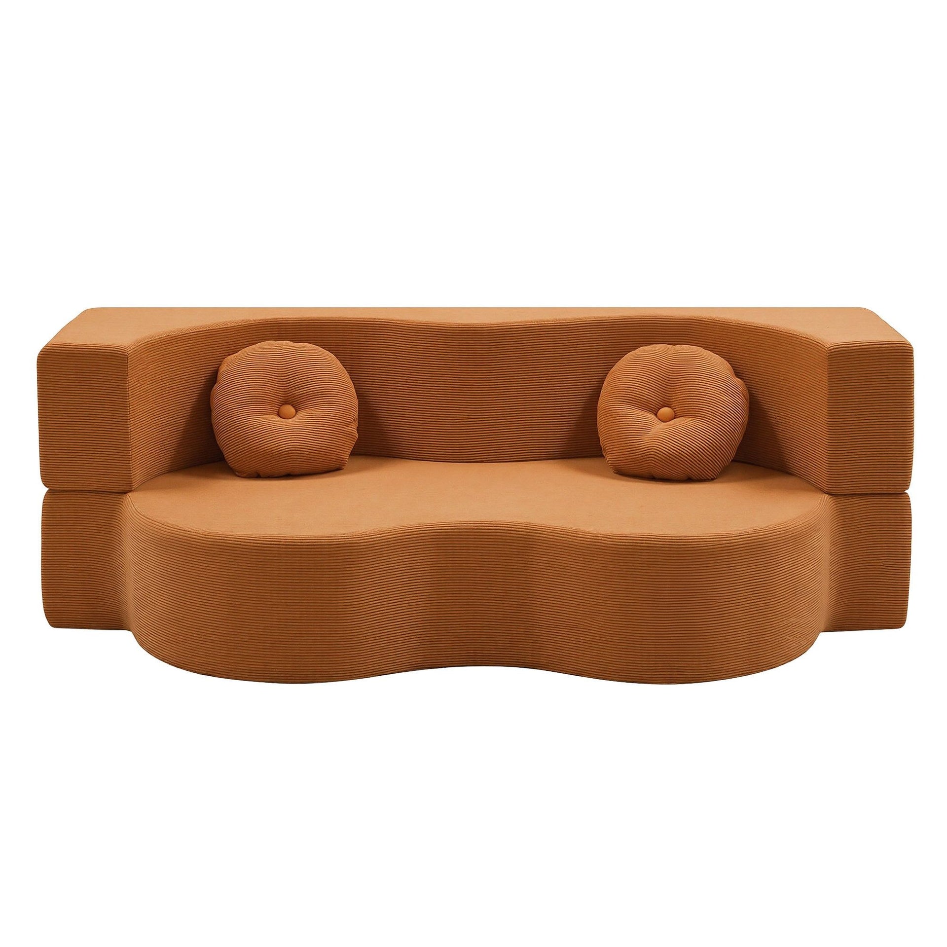Artiss Folding Sofa Bed Floor Couch 2-in-1 Convertible Futon Loveseat Orange Awezingly