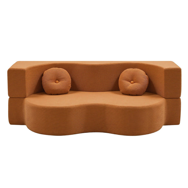 Artiss Folding Sofa Bed Floor Couch 2-in-1 Convertible Futon Loveseat Orange Awezingly