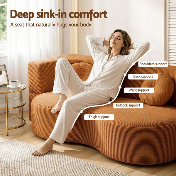 Artiss Folding Sofa Bed Floor Couch 2-in-1 Convertible Futon Loveseat Orange Awezingly