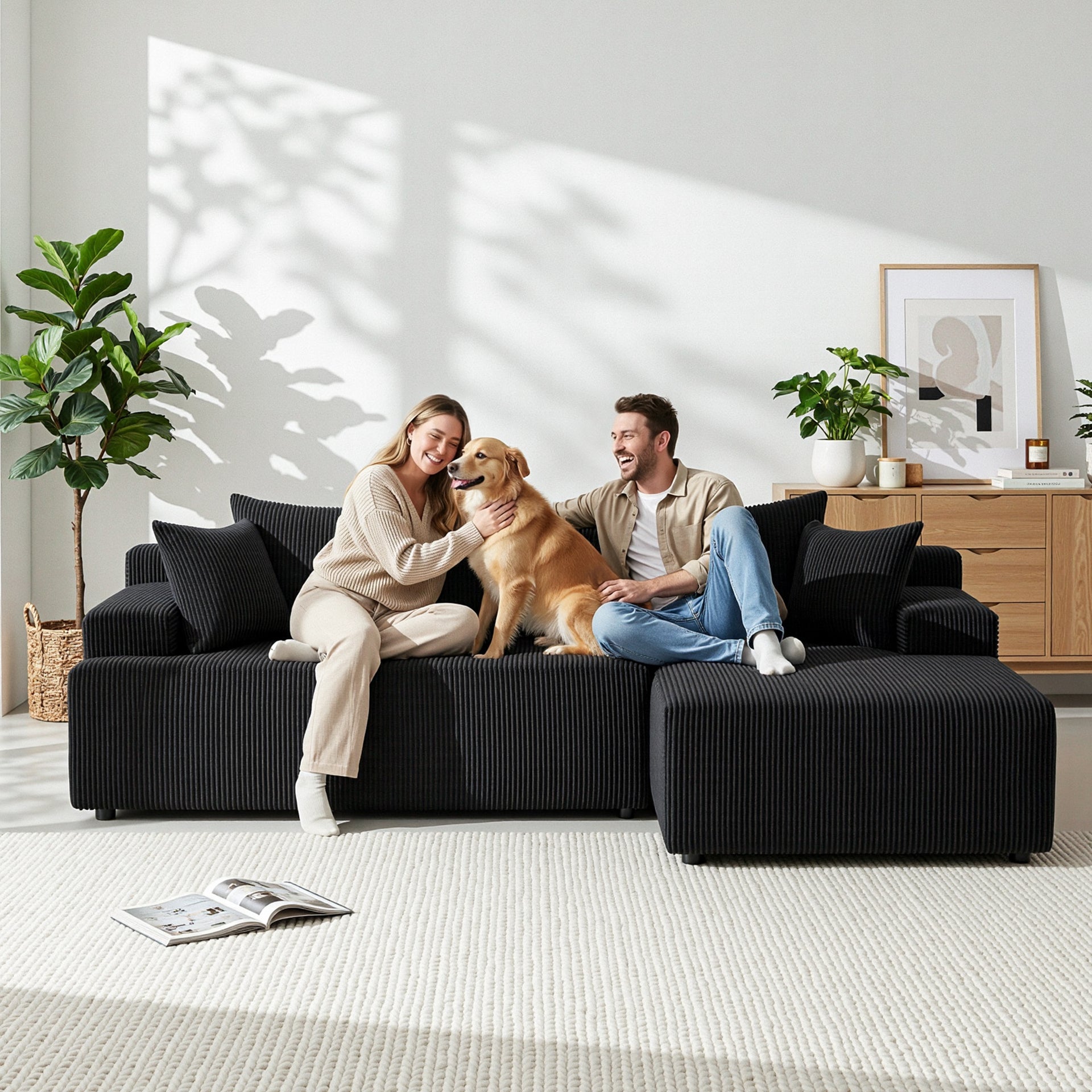 Artiss Modular Sectional Sofa Bed Convertible L-Shaped Couch with Deep Seat for Living Room