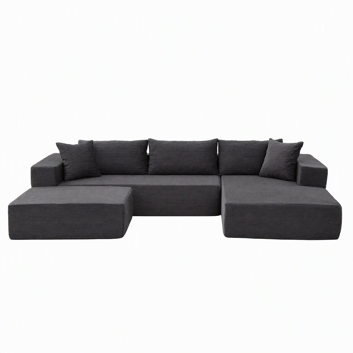 Artiss Modular Sectional Sofa Bed U-Shape 4-Seater Couch Chaise Ottoman Corduroy Awezingly