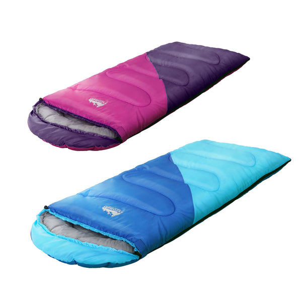 Weisshorn Sleeping Bag Set of 2 Kids Single 172cm Thermal Camping Hiking Awezingly