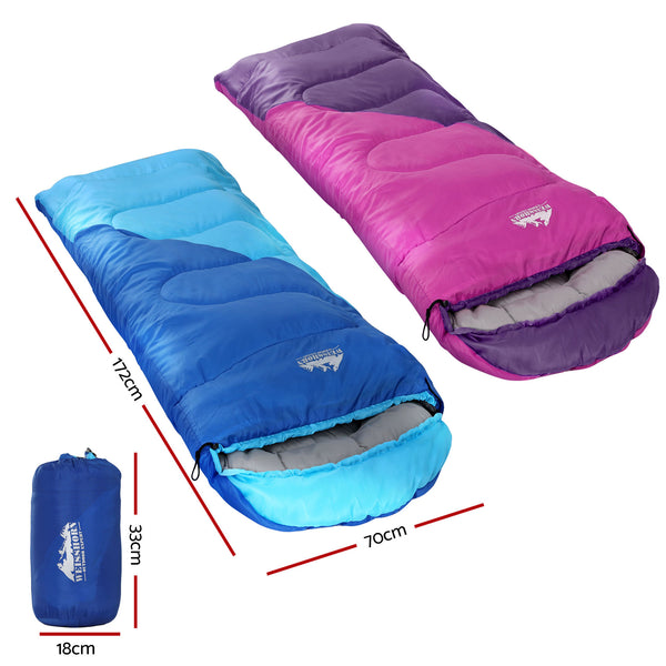 Weisshorn Sleeping Bag Set of 2 Kids Single 172cm Thermal Camping Hiking Awezingly
