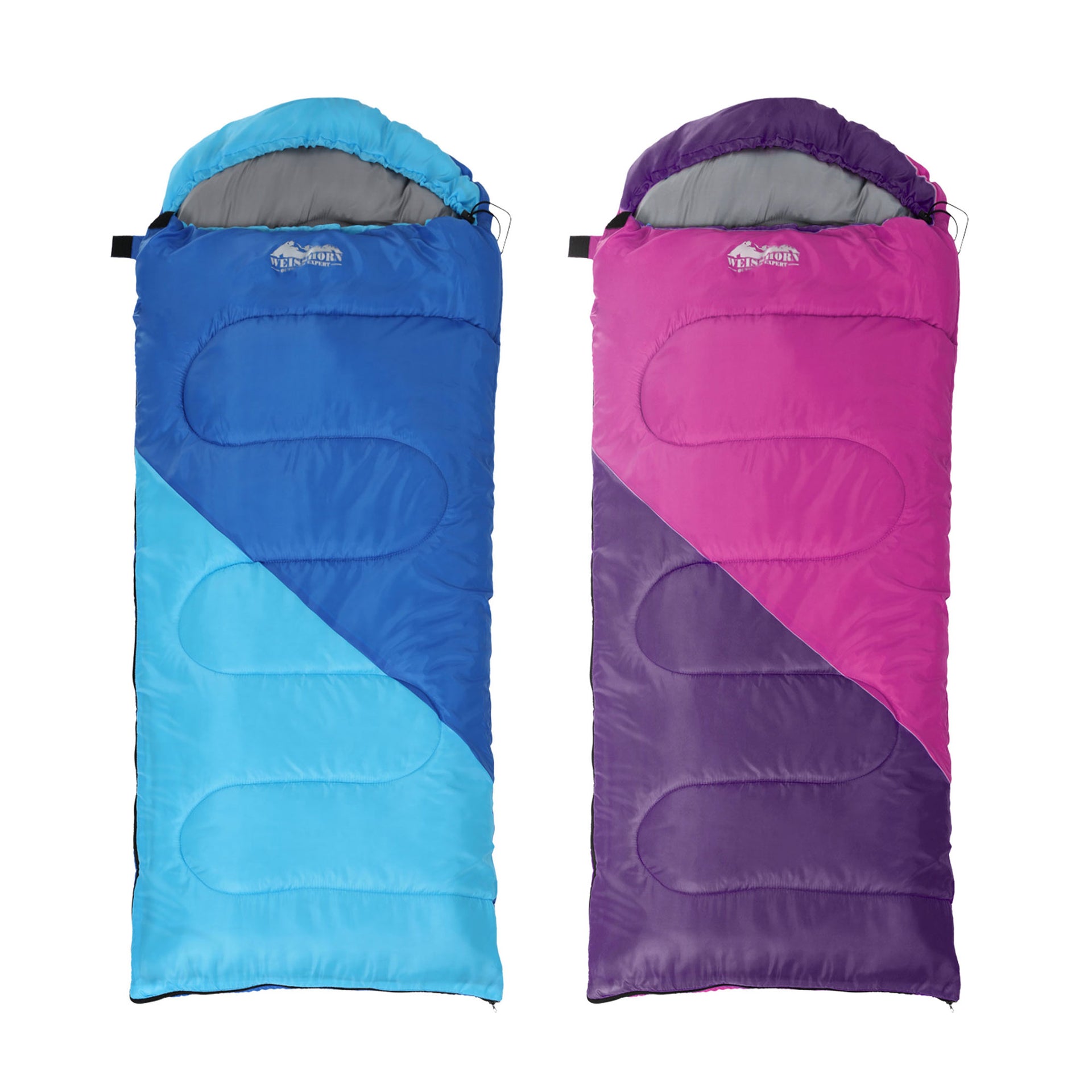 Weisshorn Sleeping Bag Set of 2 Kids Single 172cm Thermal Camping Hiking Awezingly