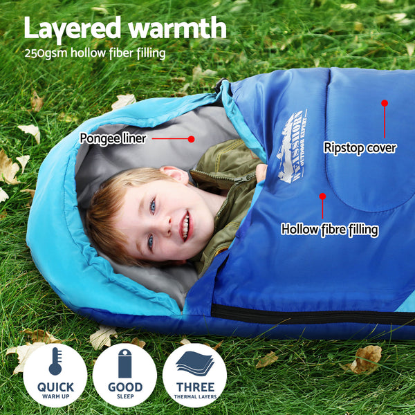 Weisshorn Sleeping Bag Set of 2 Kids Single 172cm Thermal Camping Hiking Awezingly