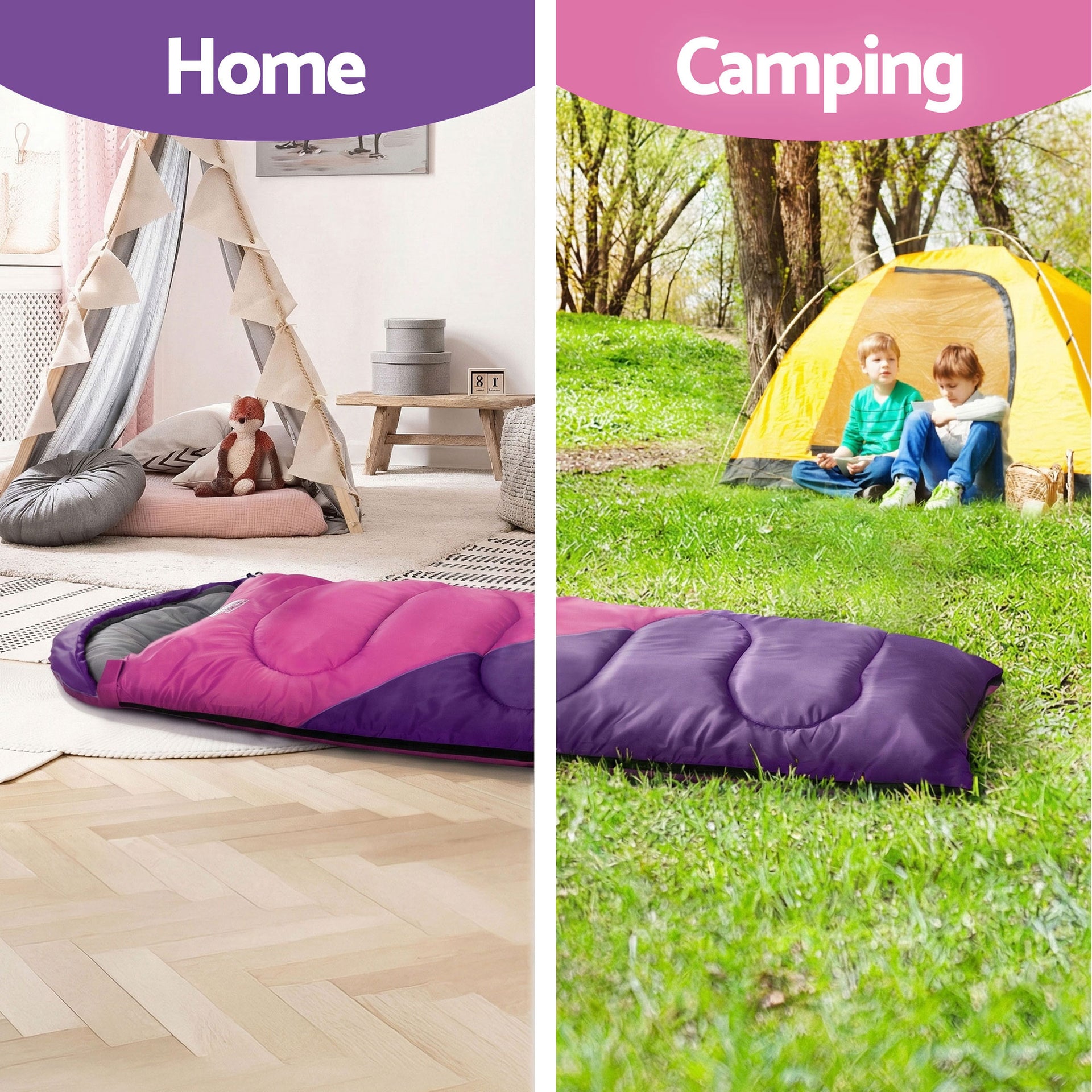 Weisshorn Sleeping Bag Set of 2 Kids Single 172cm Thermal Camping Hiking Awezingly