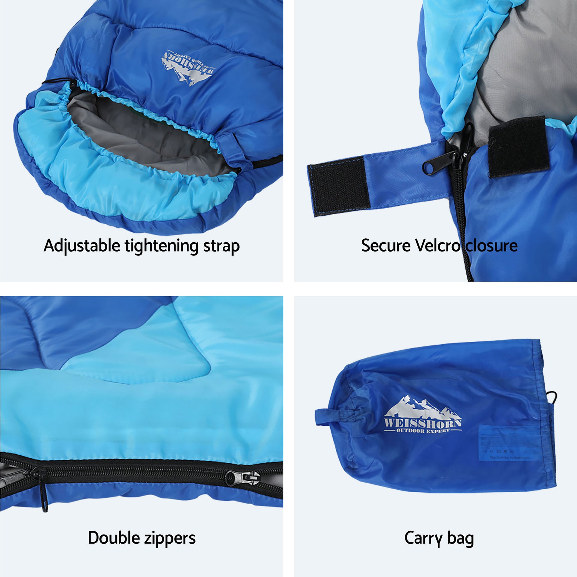 Weisshorn Sleeping Bag Set of 2 Kids Single 172cm Thermal Camping Hiking Awezingly