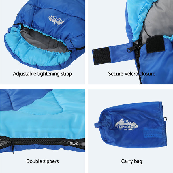 Weisshorn Sleeping Bag Set of 2 Kids Single 172cm Thermal Camping Hiking Awezingly