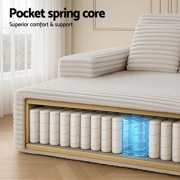 Artiss Sofa Bed Lounge Chair Recliner Couch Reading Chairs Sleeper Cloud Sofas Faux Fur Fabric Awezingly