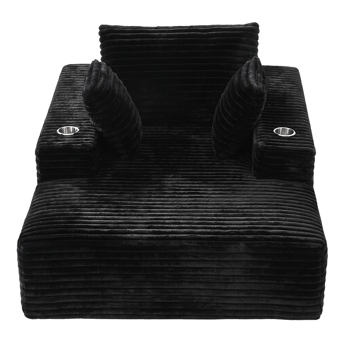Artiss Sofa Bed Lounge Chair Sleeper Couch Chaise Single Seater Faux Fur Black Awezingly