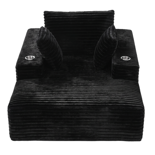 Artiss Sofa Bed Lounge Chair Sleeper Couch Chaise Single Seater Faux Fur Black Awezingly