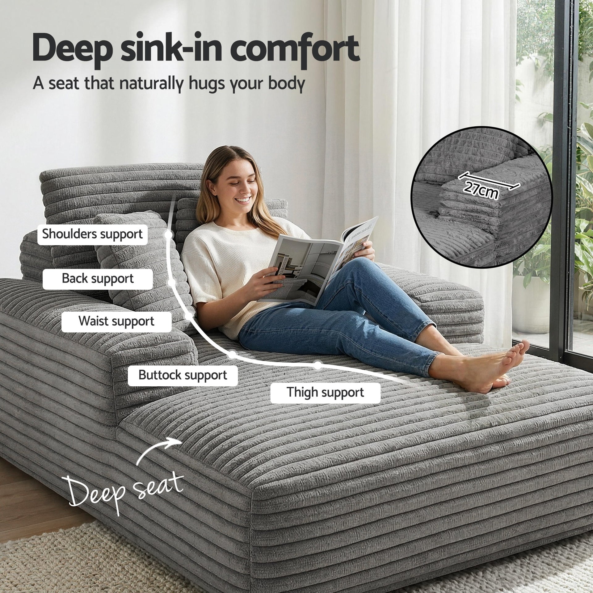 Artiss Sofa Bed Lounge Chair Recliner Couch Reading Chairs Sleeper Cloud Sofas Awezingly