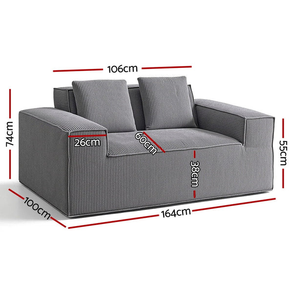 Artiss 2 Seater Sofa Loveseat Sofas Bed Couch No Assembly Corduroy Small Couches Apartement Awezingly