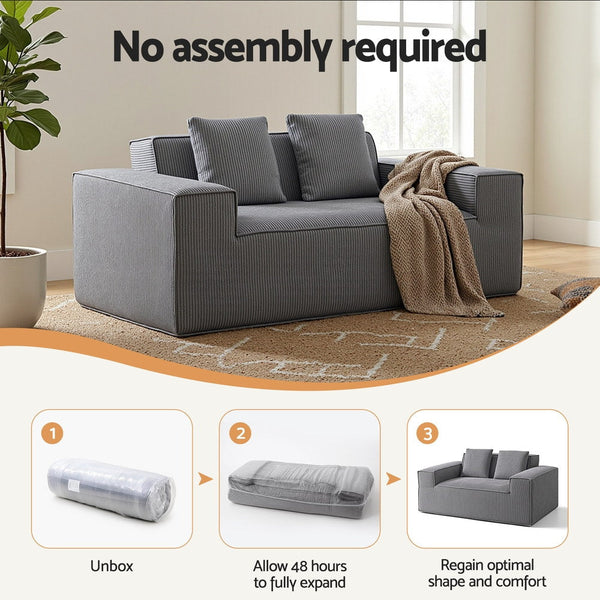 Artiss 2 Seater Sofa Loveseat Sofas Bed Couch No Assembly Corduroy Small Couches Apartement Awezingly