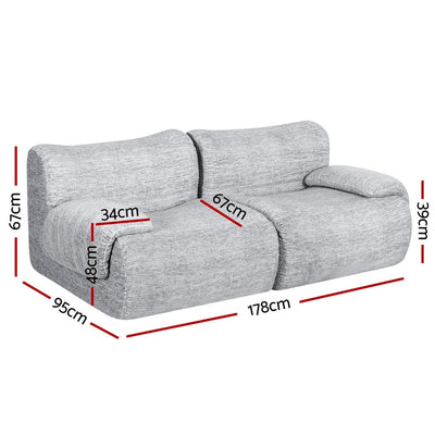 Artiss 2 Seater Sofa Modular Sectional Sofas Couch Bed No Assembly Living Room Grey