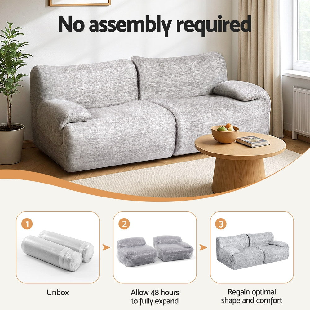 Artiss 2 Seater Sofa Modular Sectional Sofas Couch Bed No Assembly Living Room Grey Awezingly
