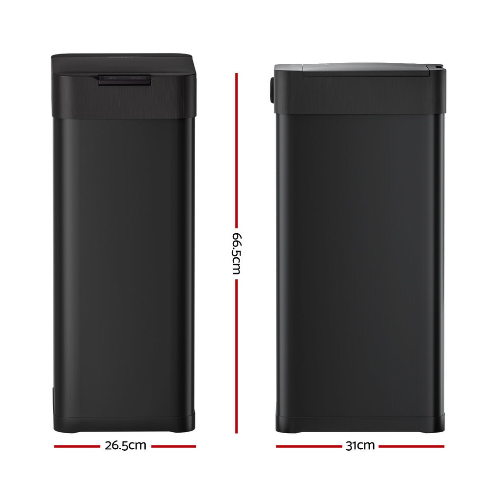 Devanti 50L Sensor Bin Motion Rubbish Bins Kitchen Automatic Trash Can Black Devanti