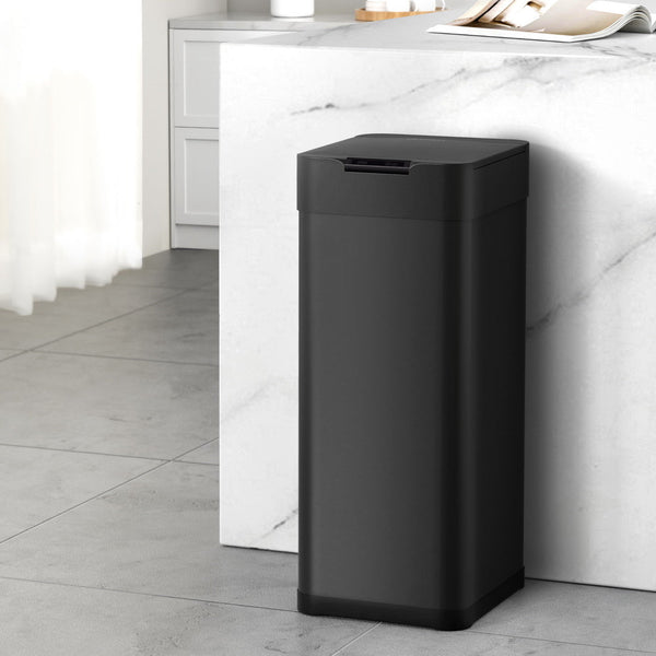 Devanti 50L Sensor Bin Motion Rubbish Bins Kitchen Automatic Trash Can Black Devanti