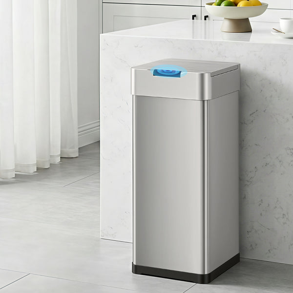 Devanti 50L Motion Sensor Bin Rubbish Bins Kitchen Automatic Trash Can Silver Awezingly
