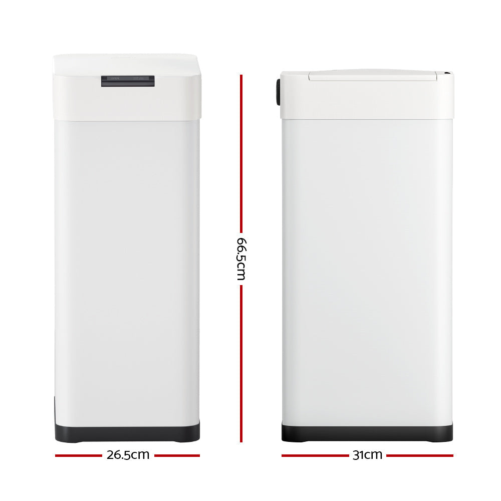 Devanti 50L Sensor Bin Motion Rubbish Bins Kitchen Automatic Trash Can White Devanti