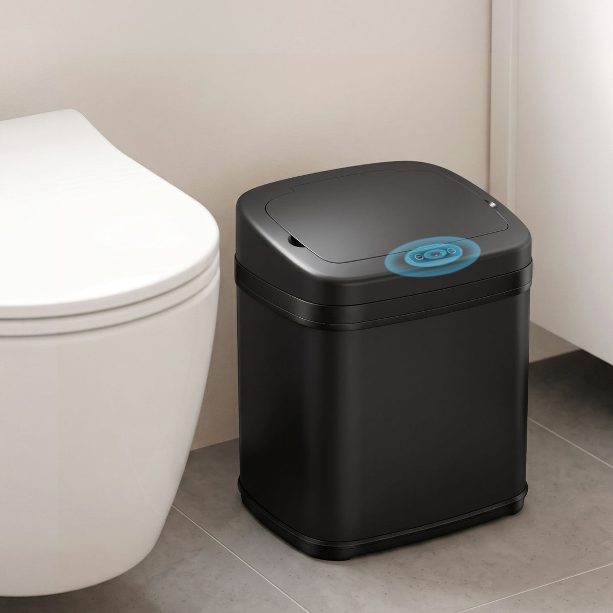 Devanti 15L Motion Sensor Bin Touchless Bins Soft-Close Rubbish Trash Can Black Awezingly