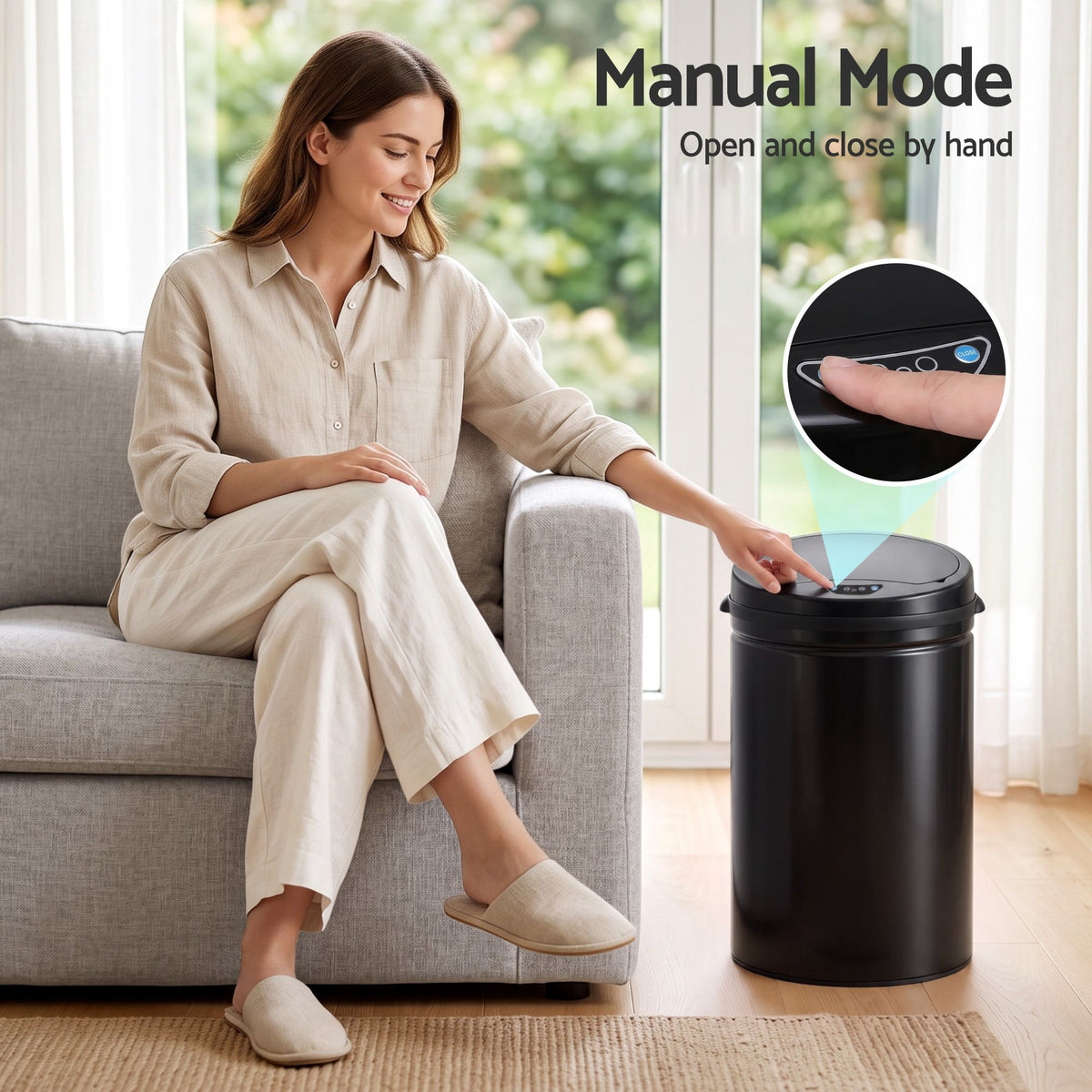 Devanti 30L Sensor Bin Automatic Touchless Trash Can Garbage Rubbish Black Awezingly