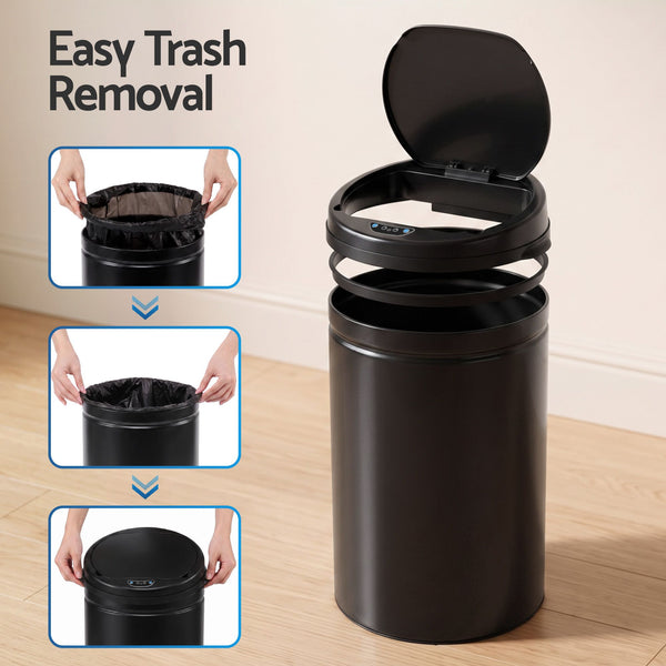 Devanti 30L Sensor Bin Automatic Touchless Trash Can Garbage Rubbish Black Awezingly