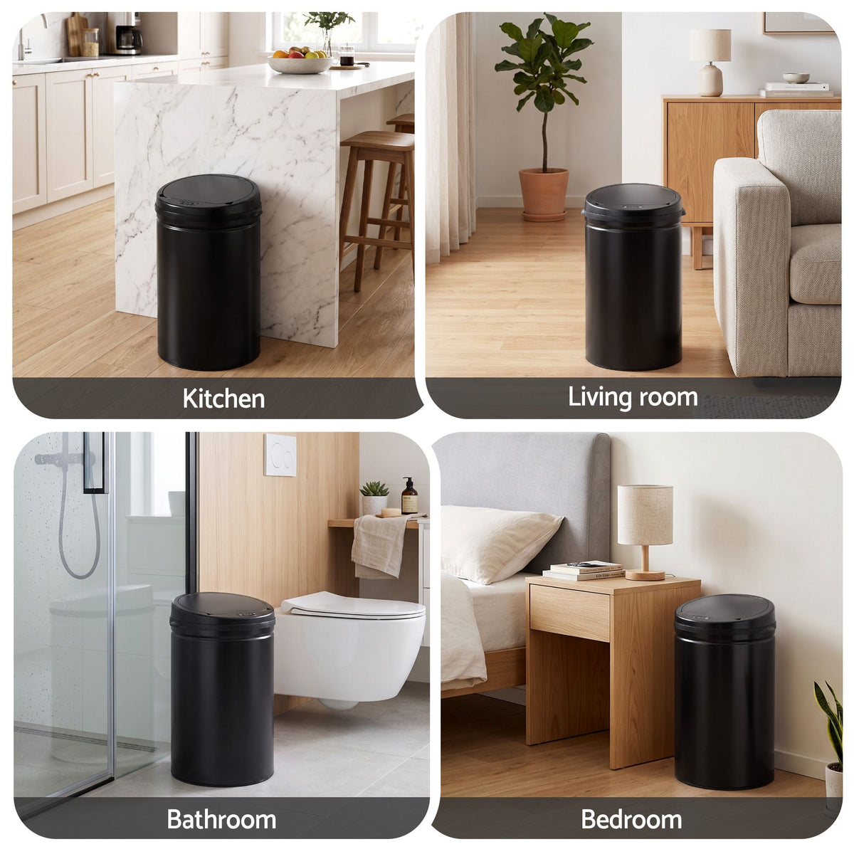 Devanti 30L Sensor Bin Automatic Touchless Trash Can Garbage Rubbish Black Awezingly
