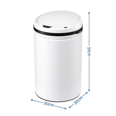 Devanti 30L Sensor Bin Automatic Touchless Trash Can Garbage Rubbish White