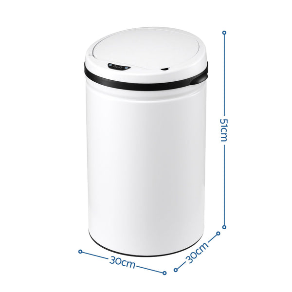 Devanti 30L Sensor Bin Automatic Touchless Trash Can Garbage Rubbish White Awezingly
