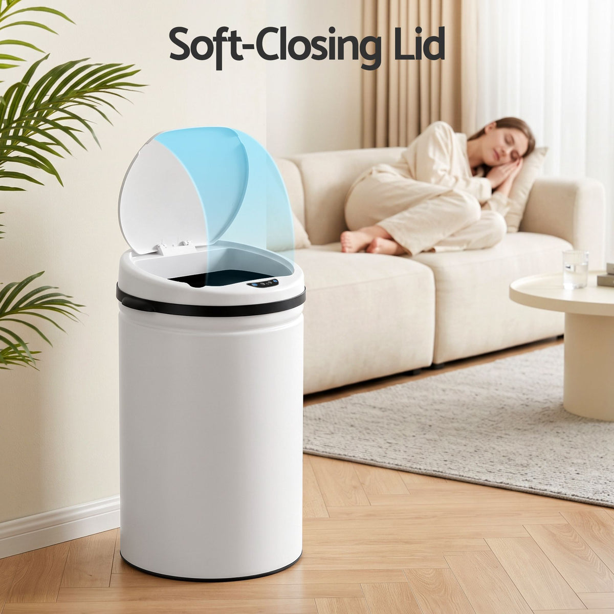 Devanti 30L Sensor Bin Automatic Touchless Trash Can Garbage Rubbish White Awezingly