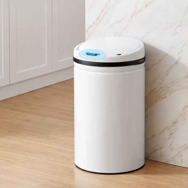 Devanti 30L Sensor Bin Automatic Touchless Trash Can Garbage Rubbish White Awezingly