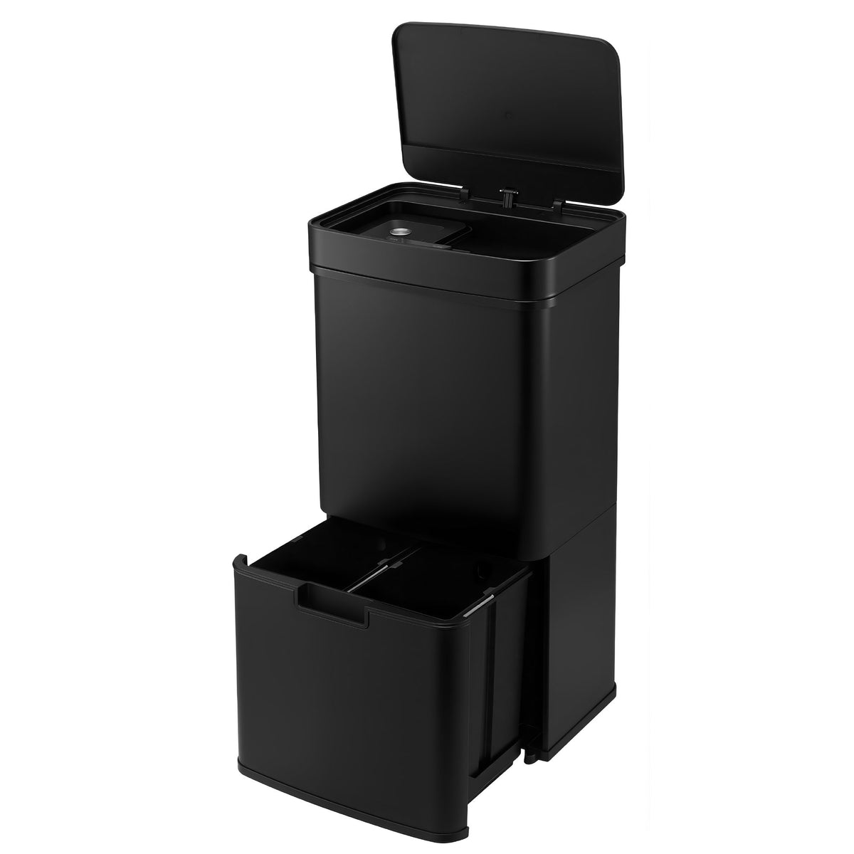Devanti 72L Sensor Bin Rubbish Bins 4-in-1 Compartment Stainless Steel Trash Can Black Awezingly