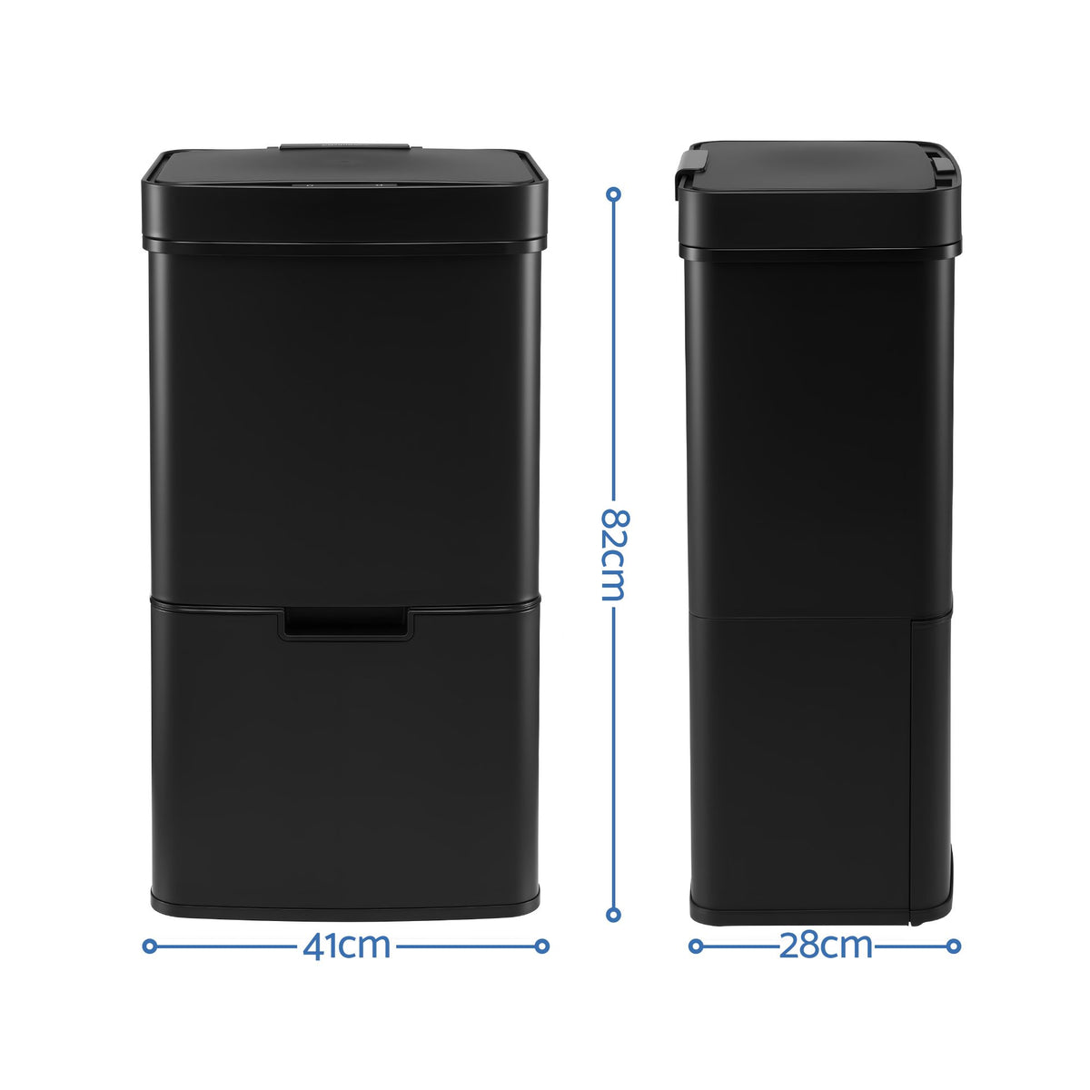 Devanti 72L Sensor Bin Rubbish Bins 4-in-1 Compartment Stainless Steel Trash Can Black Awezingly