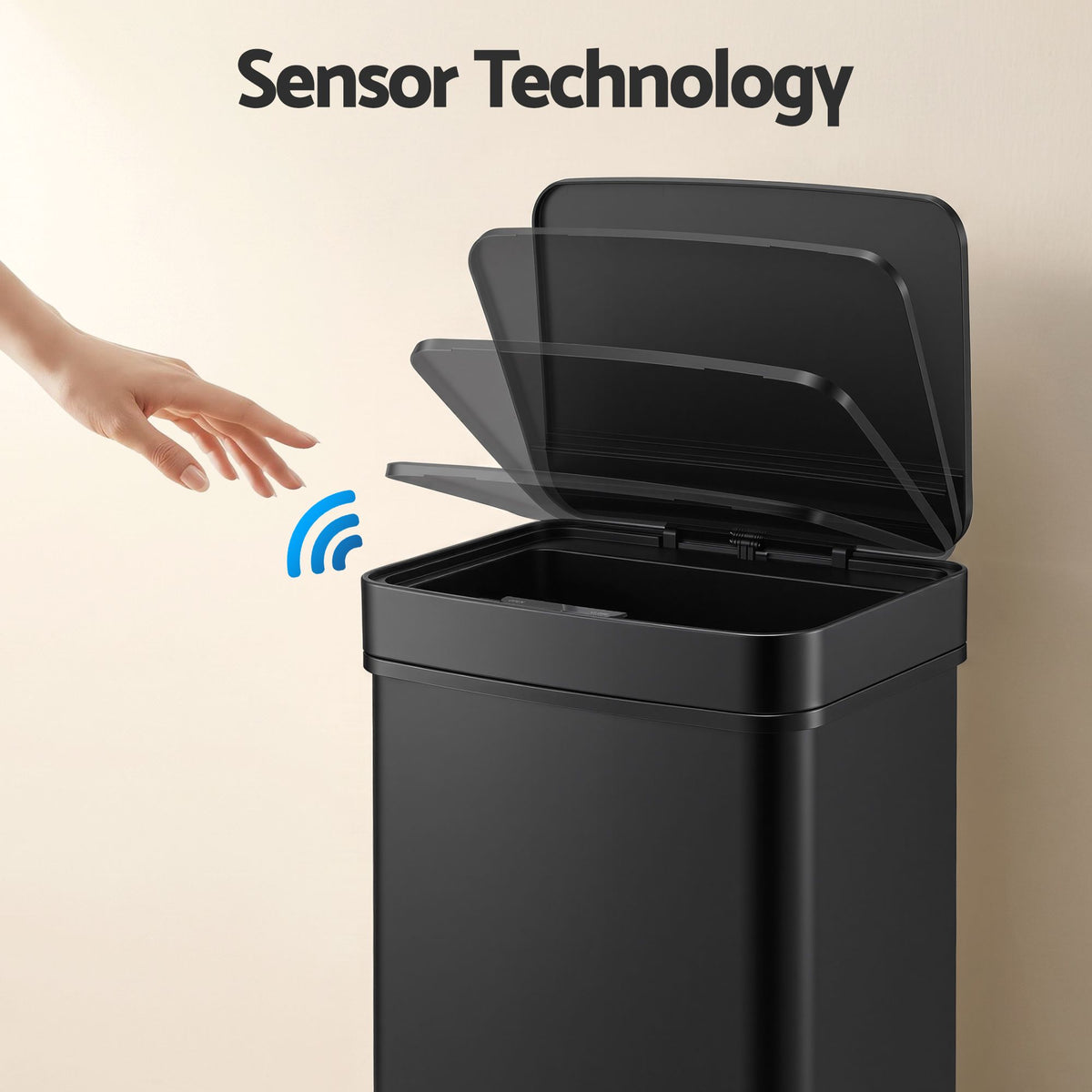 Devanti 72L Sensor Bin Rubbish Bins 4-in-1 Compartment Stainless Steel Trash Can Black Awezingly