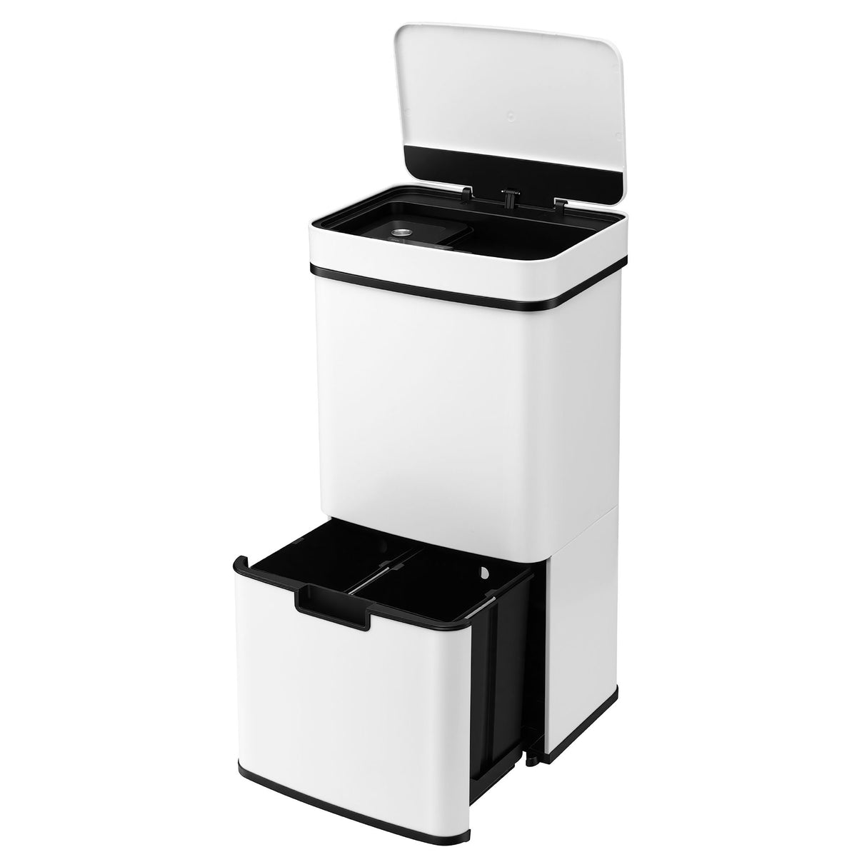 Devanti 72L Sensor Bin Rubbish Bins 4-in-1 Compartment Stainless Steel Trash Can White Awezingly