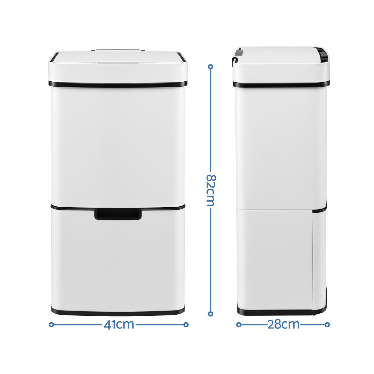 Devanti 72L Sensor Bin Rubbish Bins 4-in-1 Compartment Stainless Steel Trash Can White Awezingly