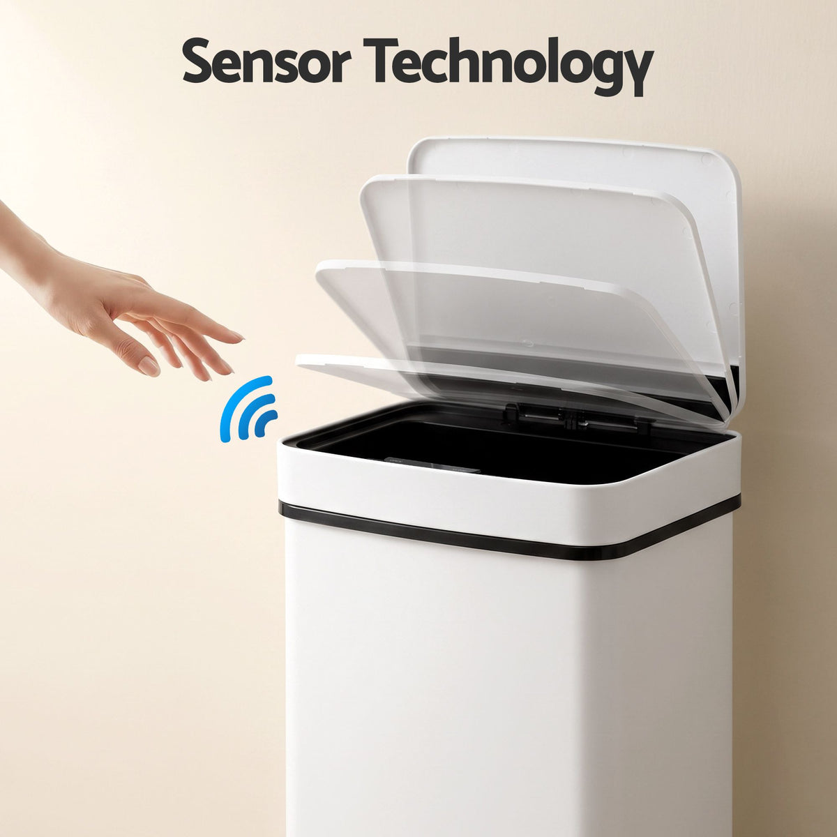 Devanti 72L Sensor Bin Rubbish Bins 4-in-1 Compartment Stainless Steel Trash Can White Awezingly