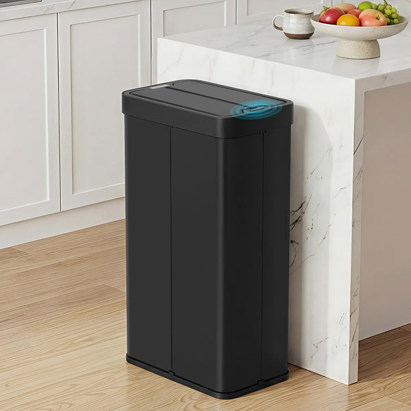 Devanti Rubbish Bin 70L Automatic Sensor Kitchen Bin, Slim Smart Garbage Can Touchless Rectangular with Liner Holder, Fully Closed Lid for Bedroom, Bathroom, Living Room, Black Awezingly