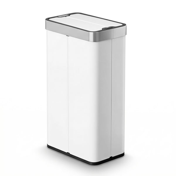 Devanti Rubbish Bin 70L Automatic Sensor Kitchen Bin, Slim Smart Garbage Can Touchless Rectangular with Liner Holder, Fully Closed Lid for Bedroom, Bathroom, Living Room, White Awezingly