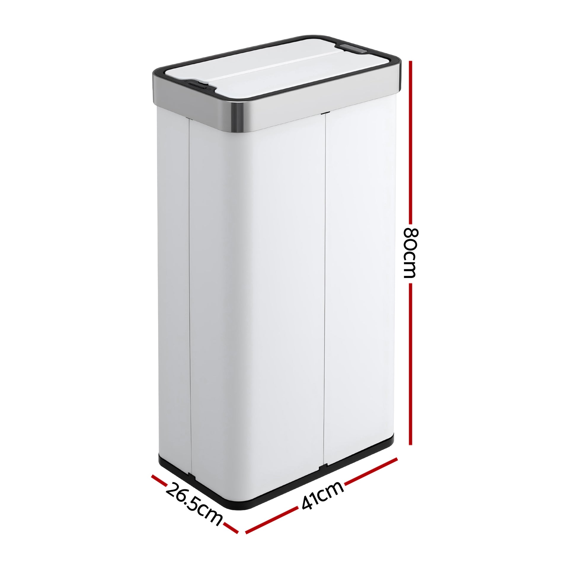 Devanti Rubbish Bin 70L Automatic Sensor Kitchen Bin, Slim Smart Garbage Can Touchless Rectangular with Liner Holder, Fully Closed Lid for Bedroom, Bathroom, Living Room, White Awezingly