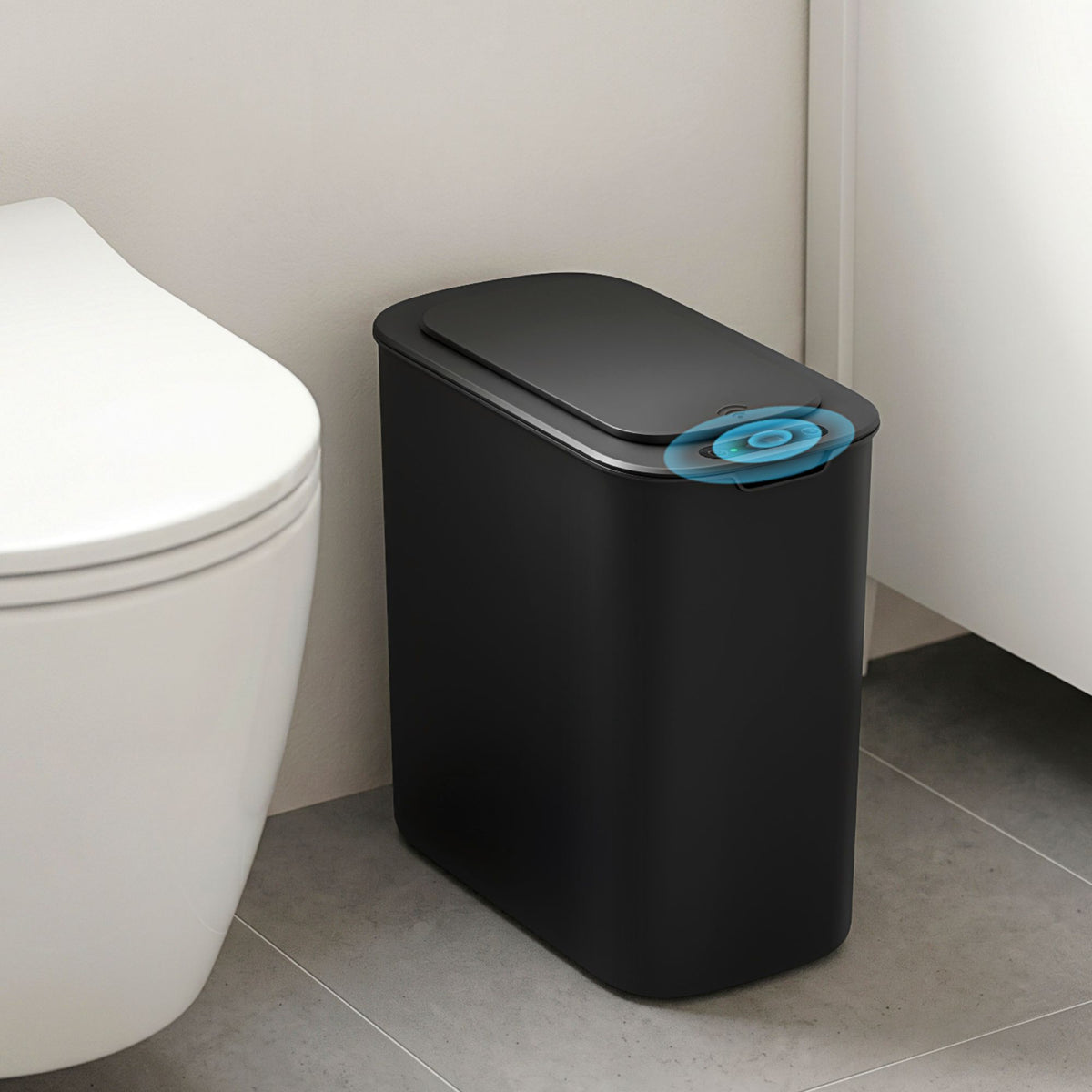 Devanti Automatic Trash Bin with Lid 11L Motion Sensor Kitchen Bin Touchless Garbage Can Modern Black Plastic Slim Rubbish Bin with Liner Holder for Kitchen, Home, Office Awezingly